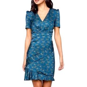 Bebe Blue and Gold Patterned Dress